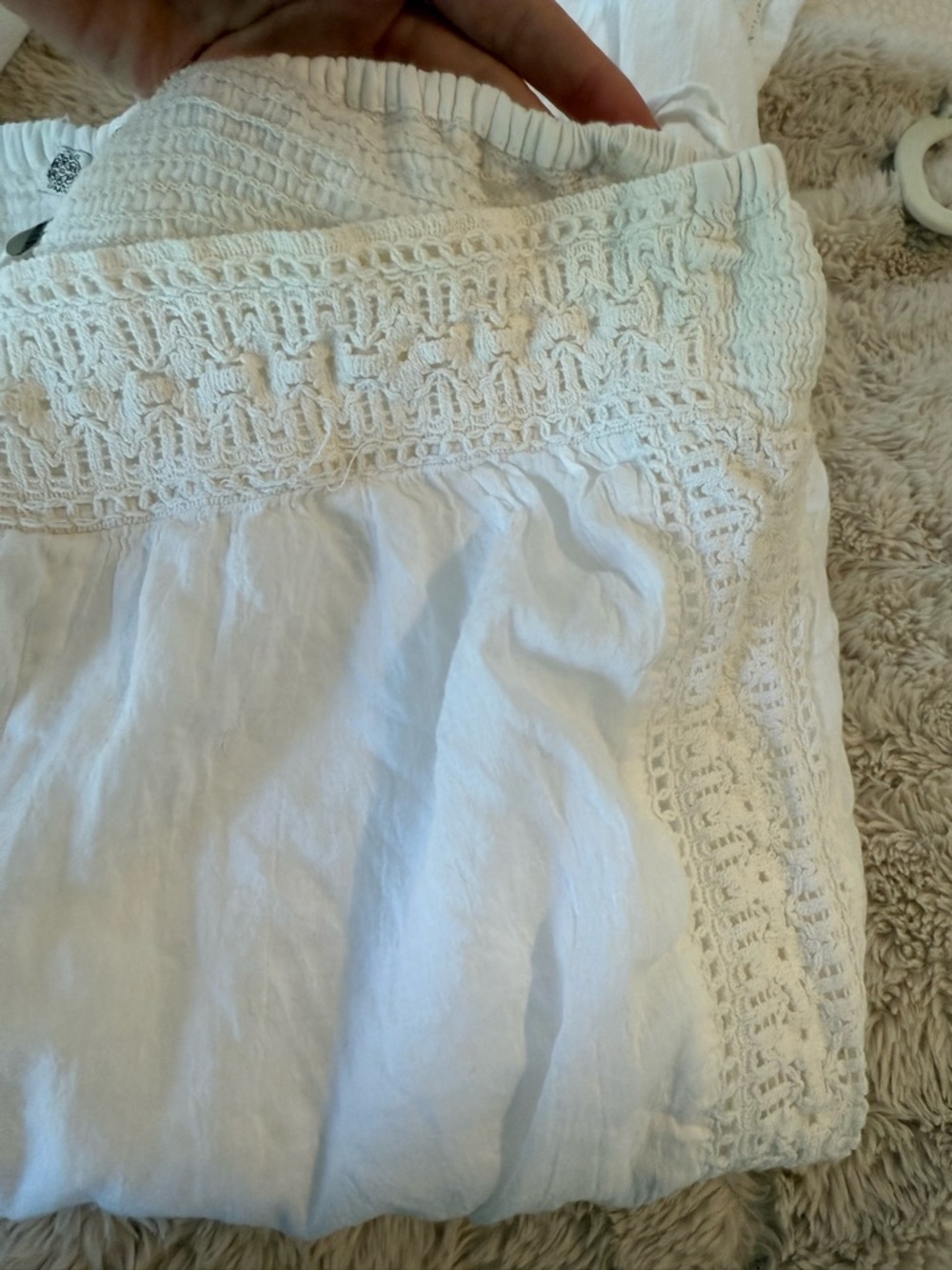 White Linen Wide Leg Pants | Boho Luxe Lace Trim | High Waist Resort 💕 - Picture 5 of 7